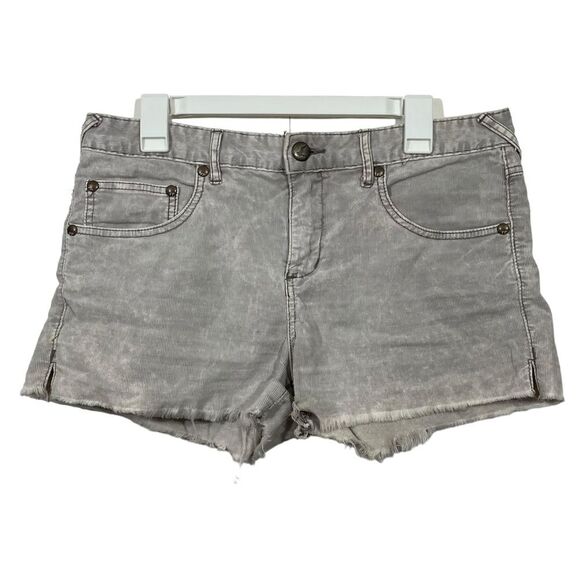 Free People Grey Wash Midi Jean Shorts - Picture 1 of 5